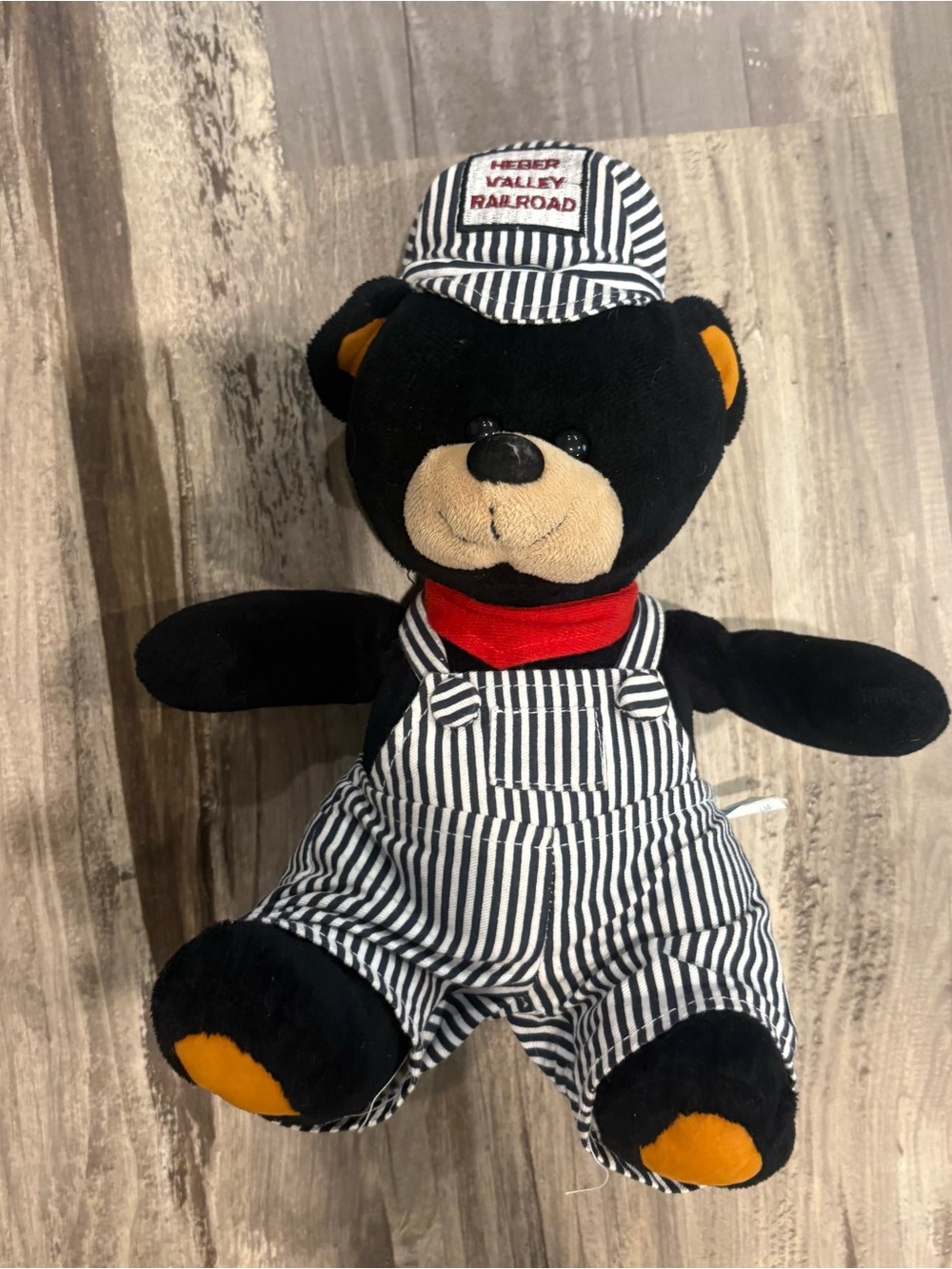 Vintage 2005 Heber Valley Railroad conductor bear produced by Wishpets